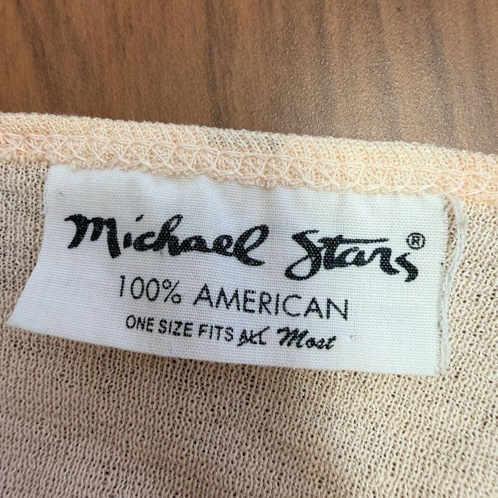 Michael Stars Peach V Neck Top One Size USA Made Stretch Fitted Minimalist Soft - Picture 8 of 9